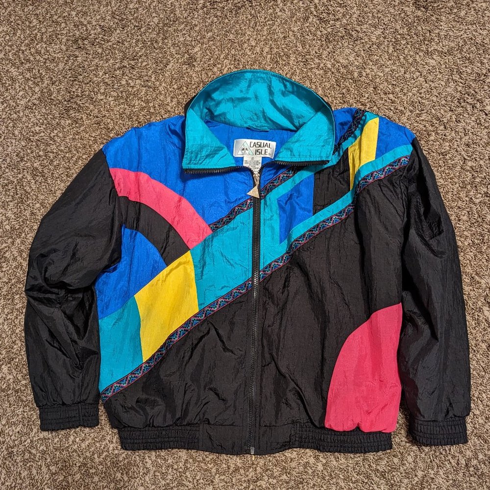 Vintage 80s Casual Isle Size Small Windbreaker